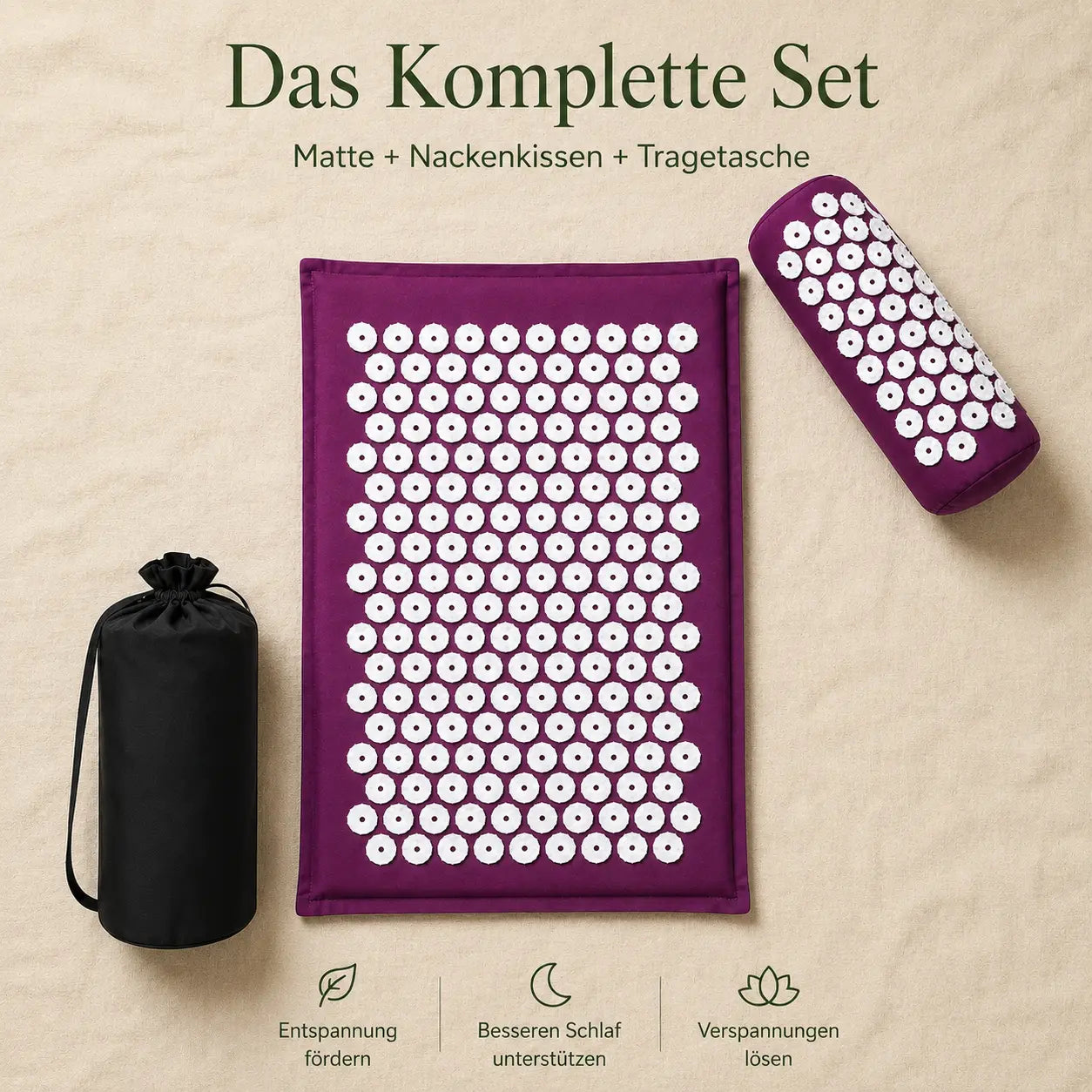 Kernruhe Akupressurmatte + Kissen | Entspannung & Stressabbau
