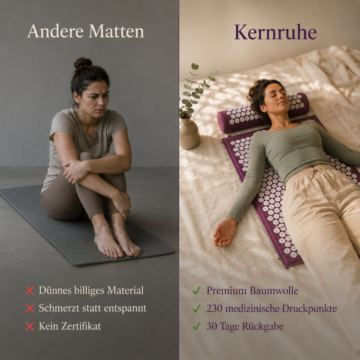 Kernruhe Akupressurmatte + Kissen | Entspannung & Stressabbau